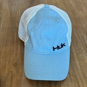 Huk Performance Fishing Hat Light Blue White Mesh Back Trucker Cap OSFM